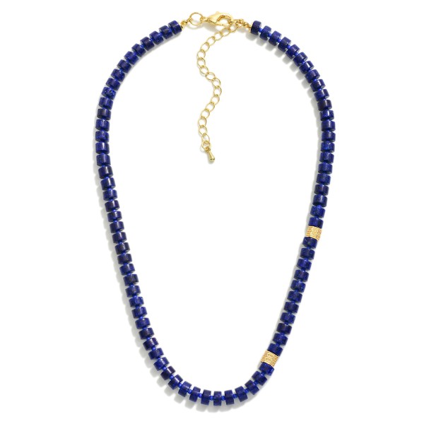 Wholesale beaded Stone Disc Necklace Gold Accents L Extender L
