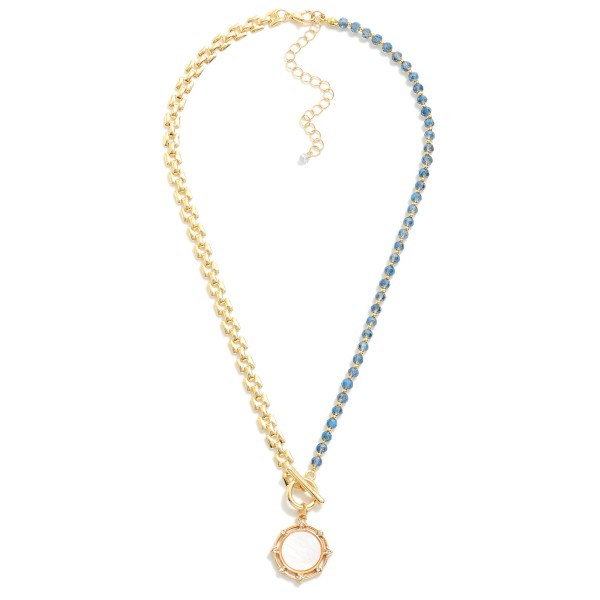 Wholesale square Chain Link Faceted Bead Necklace Toggle Clasp Reversible Coin