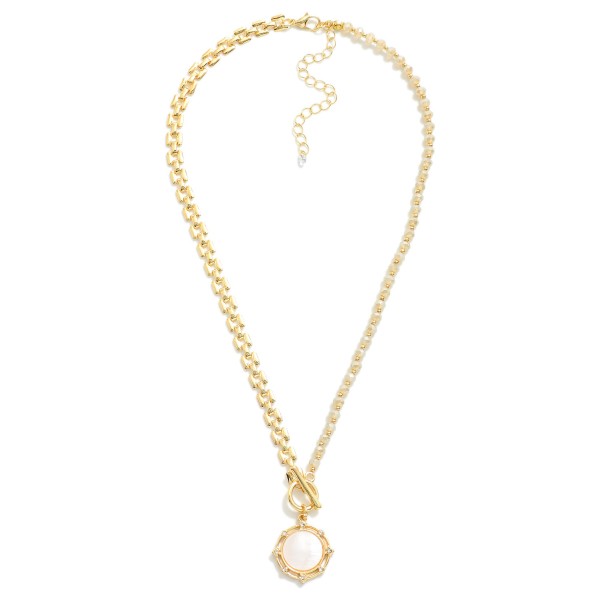 Wholesale square Chain Link Faceted Bead Necklace Toggle Clasp Reversible Coin