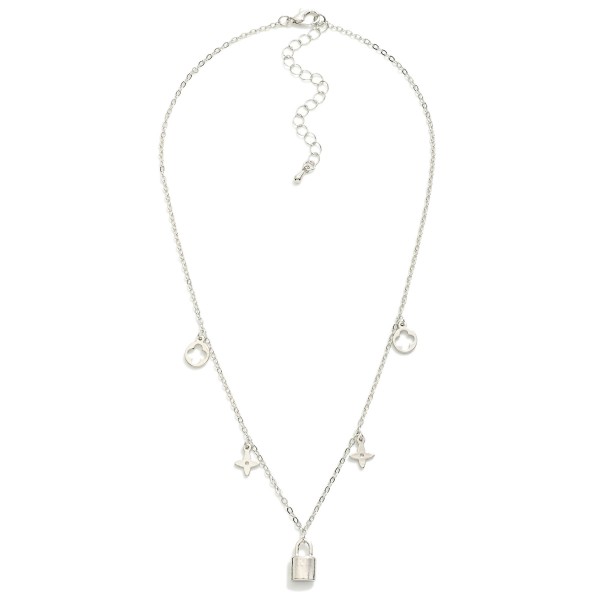 Wholesale metal Chain Link Charm Necklace Lock Clovers L Extender L