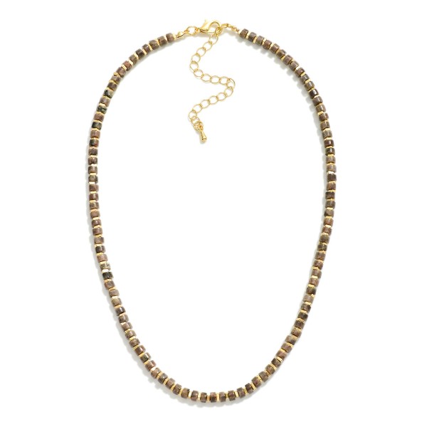 Wholesale natural Stone Beaded Necklace Metal Accents L Extender L