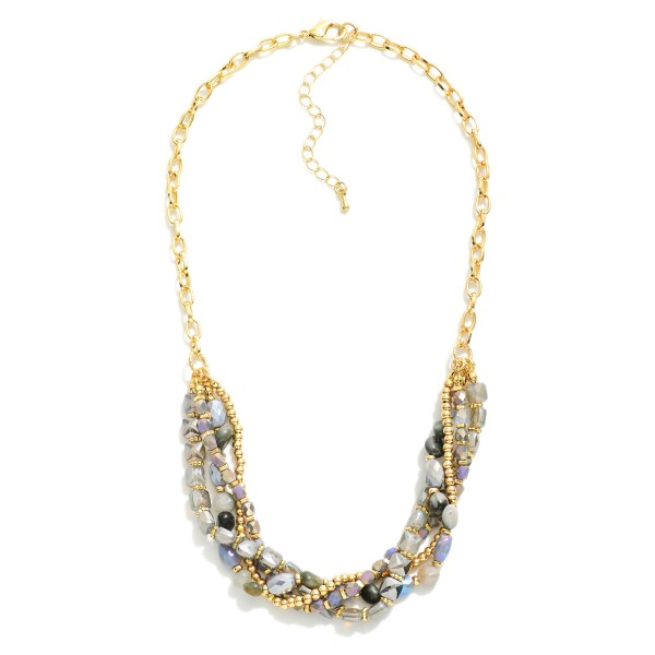 Wholesale chain Link Necklace Layered Faceted Bead Strands L Extender L
