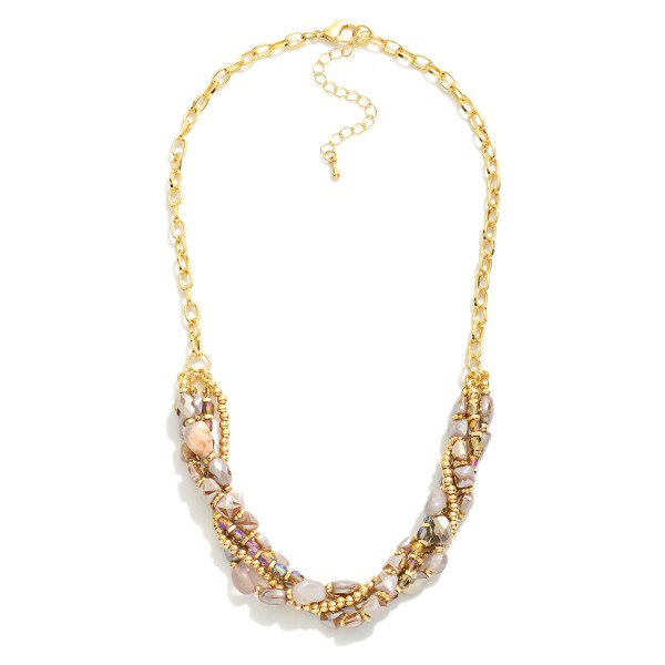 Wholesale chain Link Necklace Layered Faceted Bead Strands L Extender L
