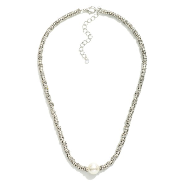 Wholesale beaded Metal Disk Necklace Pearl Rhinestone Accents L Extender L