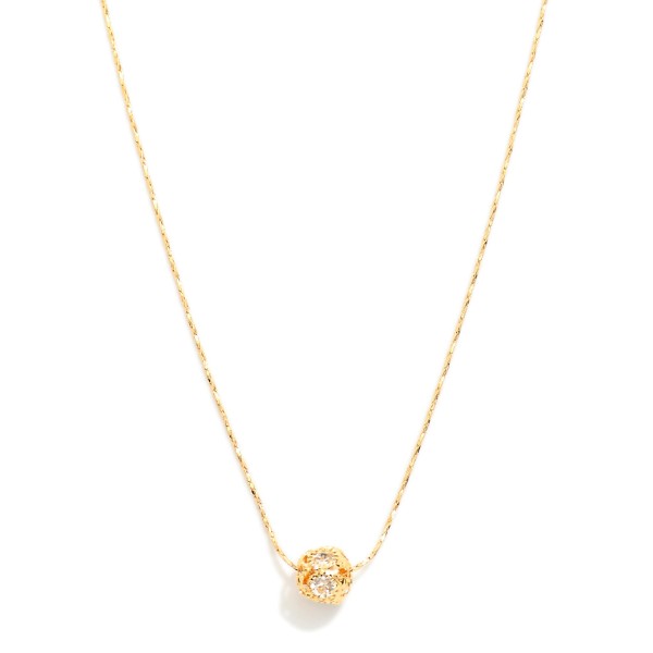 Wholesale twisted Chain Link Necklace Hollow Ball Pendant Rhinestone Accents L E