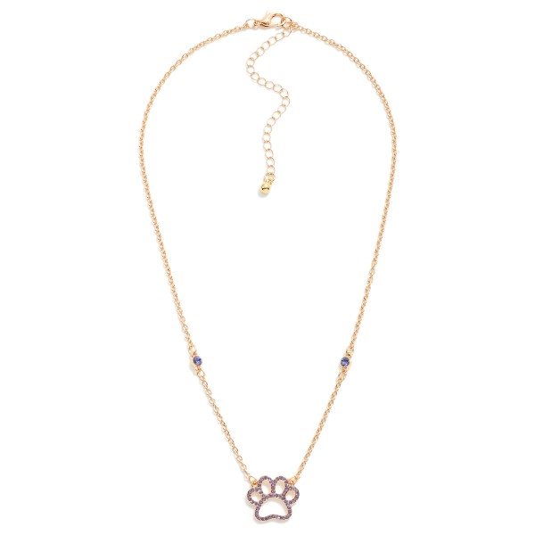 Wholesale chain Link Necklace Rhinestone Paw Print Pendant Rhinestone Stations L