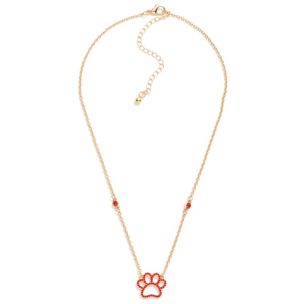 Wholesale chain Link Necklace Rhinestone Paw Print Pendant Rhinestone Stations L