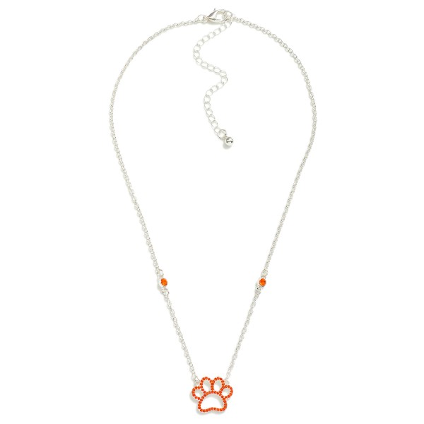 Wholesale chain Link Necklace Rhinestone Paw Print Pendant Rhinestone Stations L