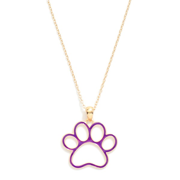 Wholesale chain Link Necklace Hollow Enamel Paw Print Pendant L Extender L