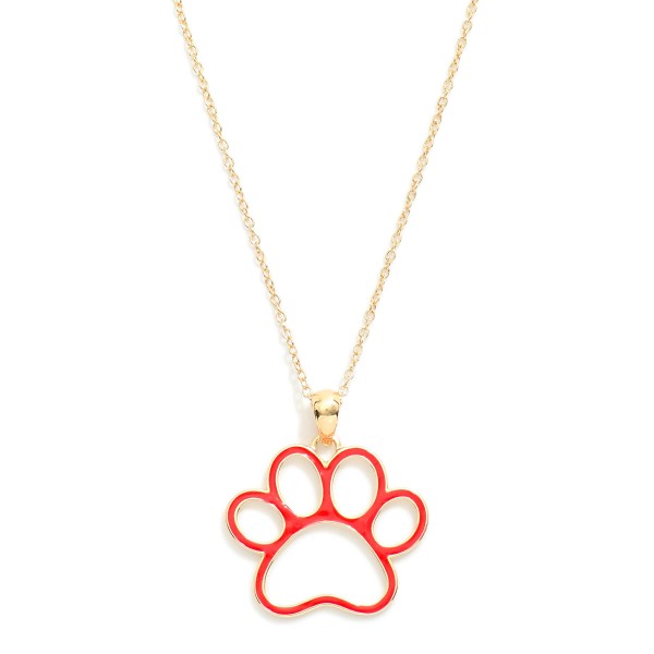 Wholesale chain Link Necklace Hollow Enamel Paw Print Pendant L Extender L