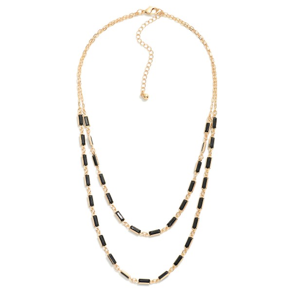 Wholesale layered Peanut Chain Link Necklace Glass Crystal Stations L Extender L