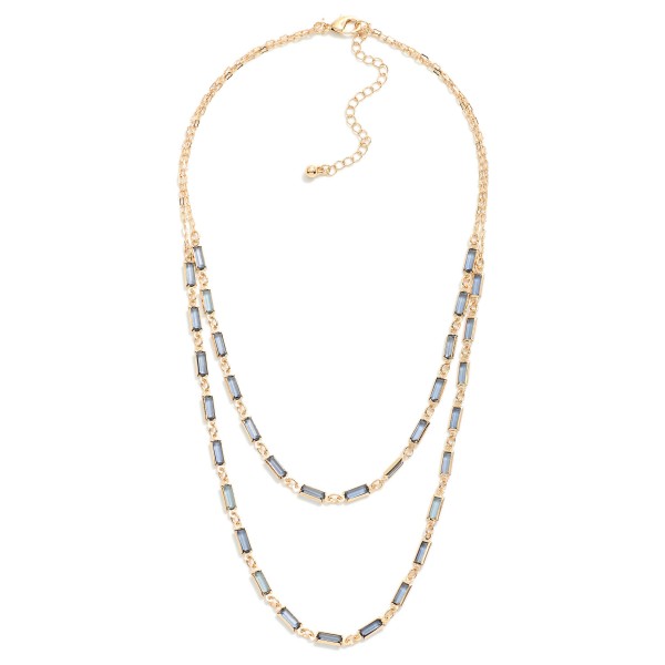 Wholesale layered Peanut Chain Link Necklace Glass Crystal Stations L Extender L