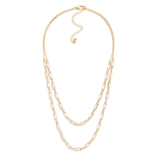 Wholesale layered Peanut Chain Link Necklace Glass Crystal Stations L Extender L