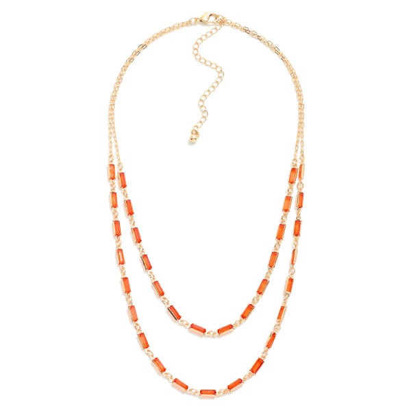 Wholesale layered Peanut Chain Link Necklace Glass Crystal Stations L Extender L