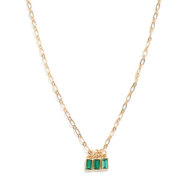 Wholesale chain Link Necklace Rectangular Rhinestone Charms L Extender L