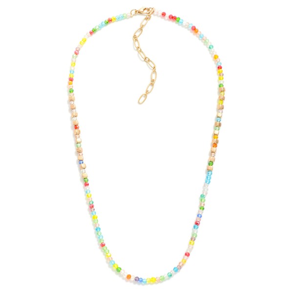 Wholesale beaded Necklace Faceted Beads Gold Square Beads L