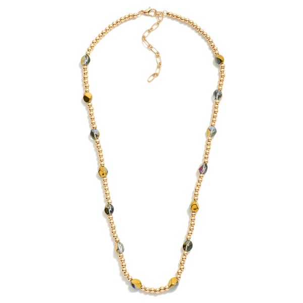 Wholesale metal Beaded Necklace Irregular Beads L Extender L