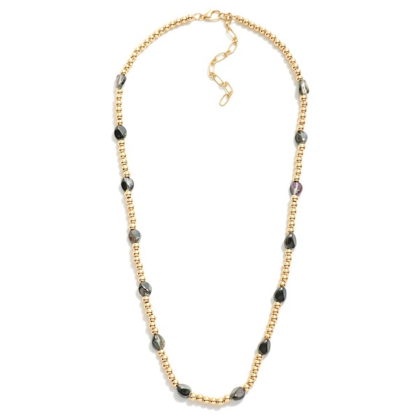 Wholesale metal Beaded Necklace Irregular Beads L Extender L
