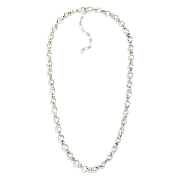 Wholesale circle Chain Link Necklace Horizontal Link Details L Extender L