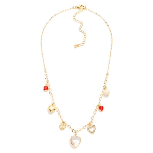 Wholesale petite Peanut Chain Heart Chain Link Charm Necklace Heart Charms L Ext