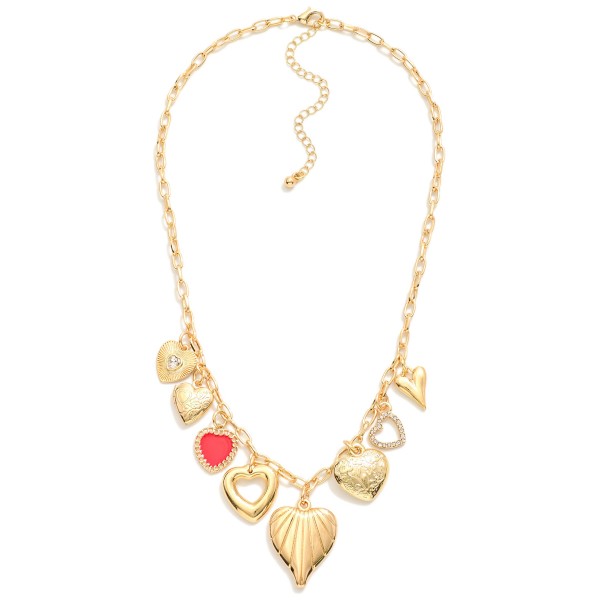 Wholesale paperclip Chain Link Charm Necklace Heart Charms L Extender L