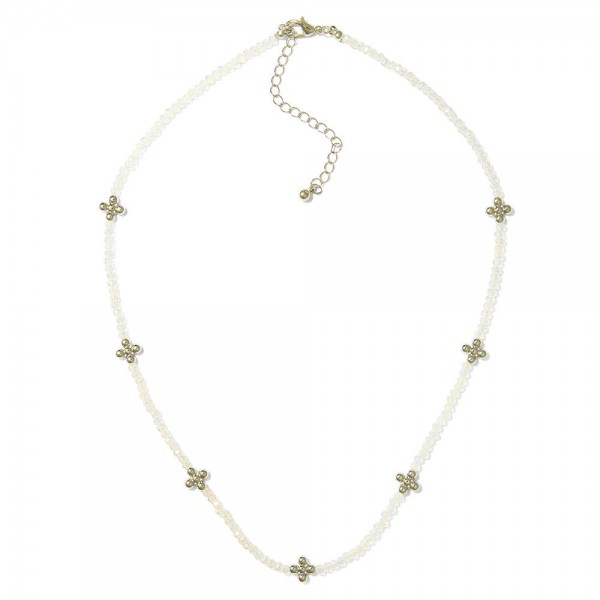 Wholesale faceted Bead Beaded Necklace Metal Bubble Criss Cross Stations L Exten