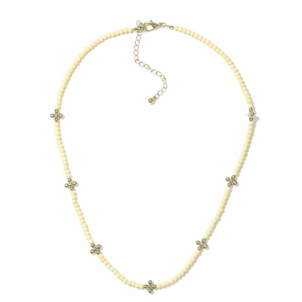 Wholesale stone Beaded Necklace Metal Bubble Criss Cross Stations L Extender L