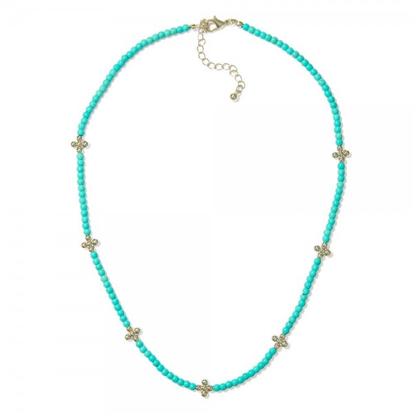 Wholesale stone Beaded Necklace Metal Bubble Criss Cross Stations L Extender L