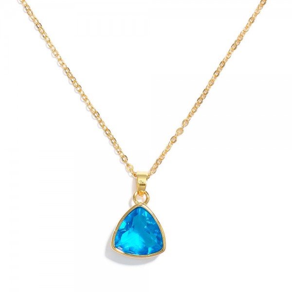 Wholesale chain Link Necklace Triangle Cubic Zirconia Pendant L Extender L