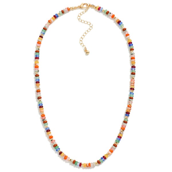 Wholesale beaded Stone Candy Necklace Metal Accents L Extender L