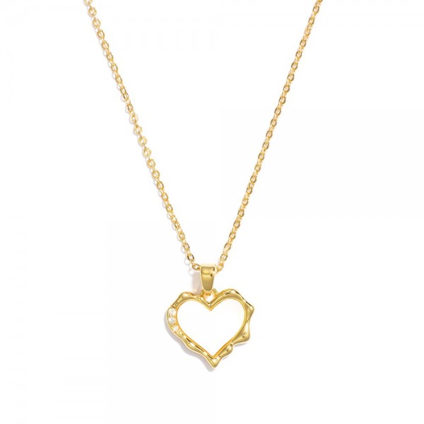 Wholesale chain Link Necklace Pearlescent Heart Pendant L Extender L