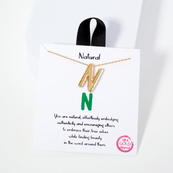 Wholesale dainty Chain Link Necklace Metal Bubble Initial Pendant Gold Dipped Hy