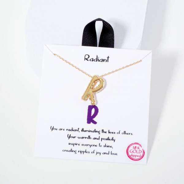 Wholesale dainty Chain Link Necklace Metal Bubble Initial Pendant Gold Dipped Hy