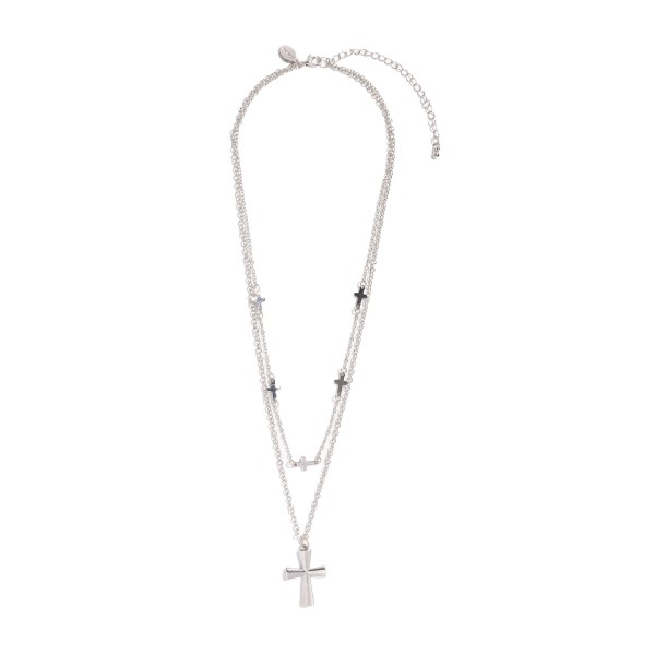 Wholesale layered Chain Link Necklace Metal Cross Stations Cross Pendant L Exten