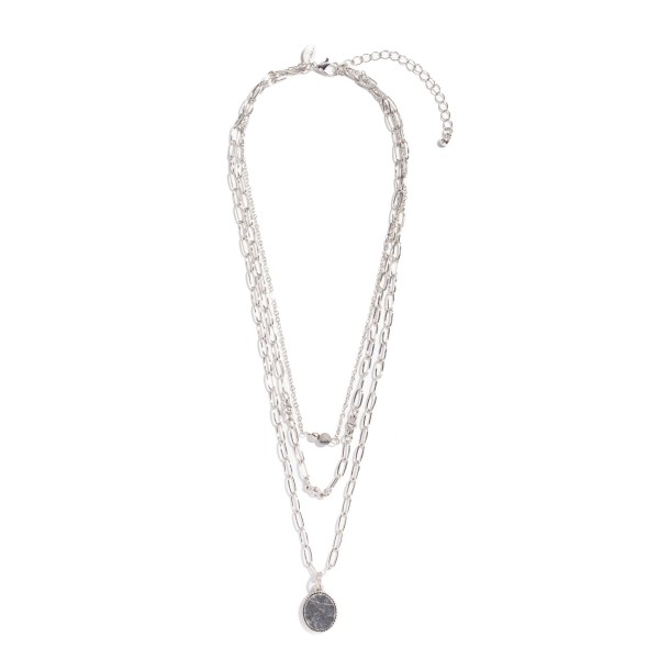 Wholesale layered Chain Link Necklace Semi Precious Stone Pendant L Extender L