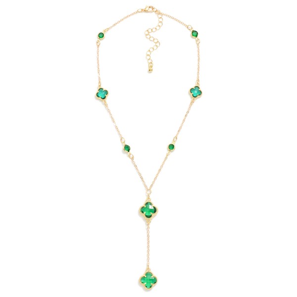 Wholesale chain Link Y Necklace Glass Crystal Clover Accents L Extender L