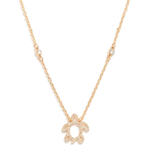 Wholesale chain Link Necklace Rhinestone Studded Sea Turtle Pendant L Extender L