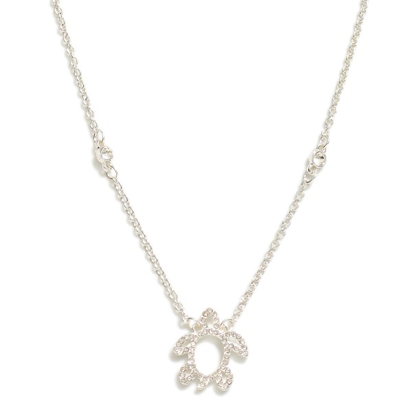Wholesale chain Link Necklace Rhinestone Studded Sea Turtle Pendant L Extender L