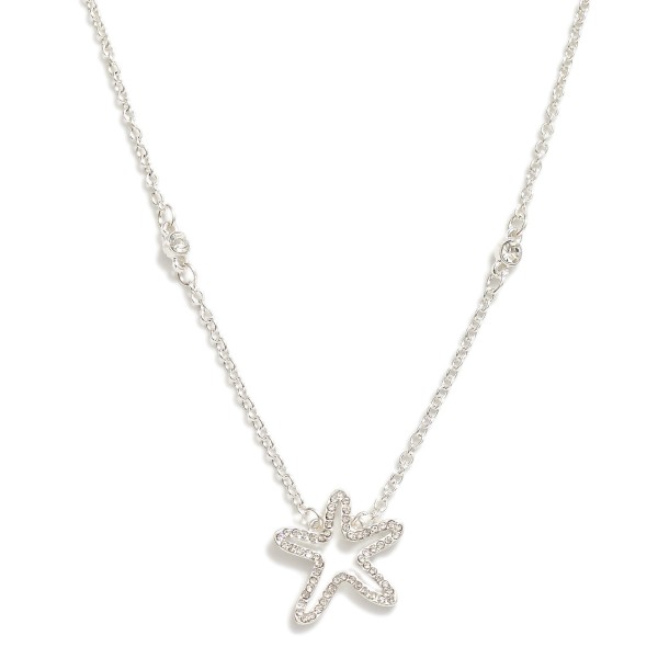 Wholesale chain Link Necklace Rhinestone Studded Starfish Pendant L Extender L
