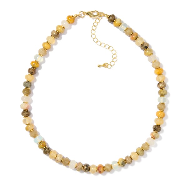 Wholesale candy Stone Beaded Necklace Gold Disk Details L Extender L