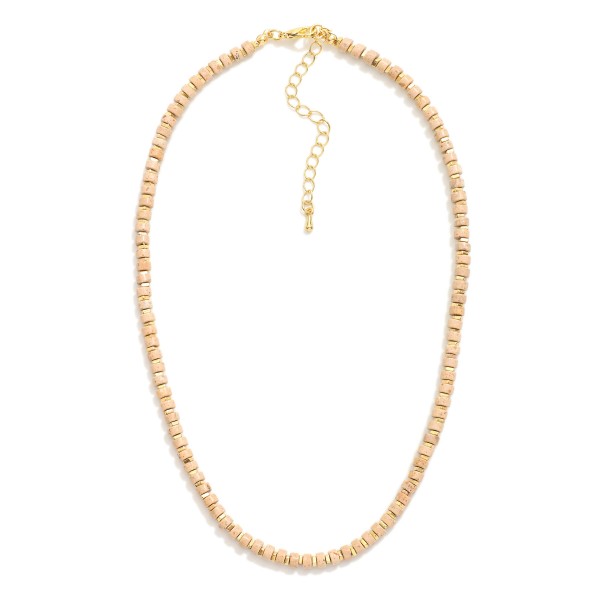 Wholesale stone Disc Beaded Necklace Metal Bead Accents L Extender L