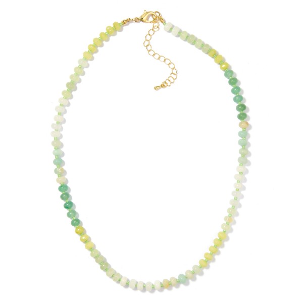 Wholesale candy Stone Beaded Necklace Gold Bead Details L Extender L