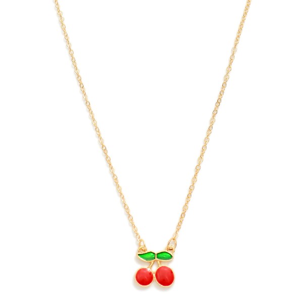 Wholesale chain Link Necklace Enamel Cherry Pendant L Extender L