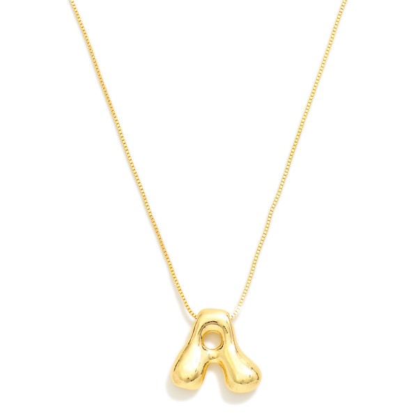 Wholesale metal Box Chain Necklace Retro Bubble Initial Pendant K Gold Plated L