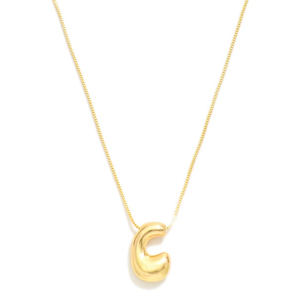 Wholesale metal Box Chain Necklace Retro Bubble Initial Pendant K Gold Plated L