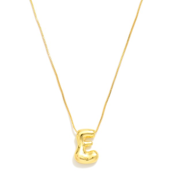 Wholesale metal Box Chain Necklace Retro Bubble Initial Pendant K Gold Plated L