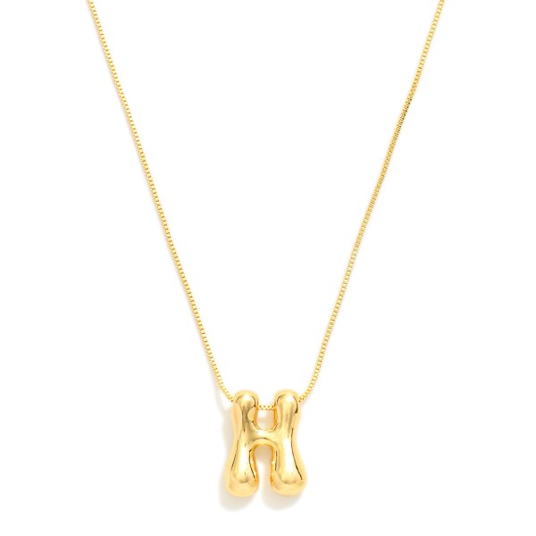 Wholesale metal Box Chain Necklace Retro Bubble Initial Pendant K Gold Plated L