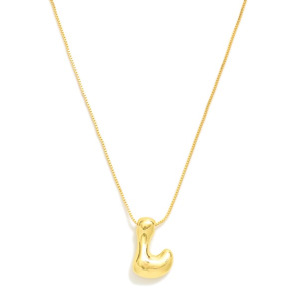 Wholesale metal Box Chain Necklace Retro Bubble Initial Pendant K Gold Plated L