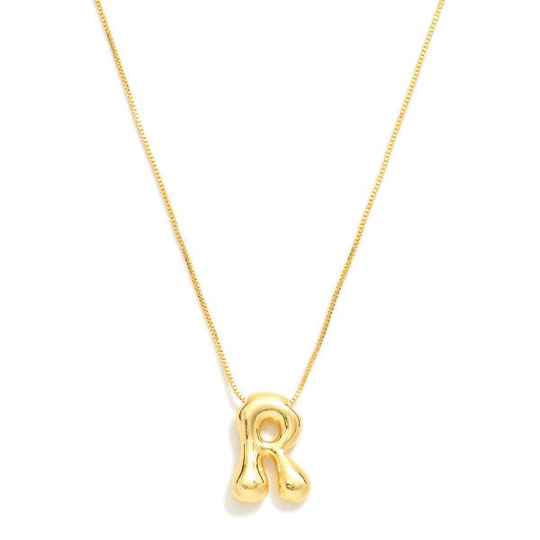 Wholesale metal Box Chain Necklace Retro Bubble Initial Pendant K Gold Plated L
