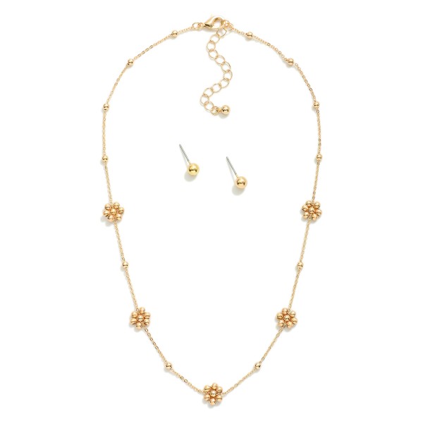 Wholesale dainty Chain Link Necklace Metal Circle Stations Metal Flower Station